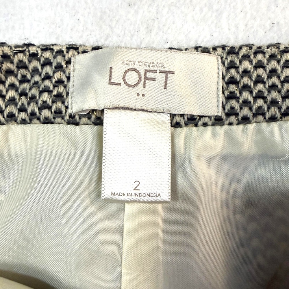 Ann Taylor LOFT Skirt Geometric Womens 2 Blk/Wht Tweed Straight Mini Office Chic - Picture 3 of 6